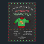 Funny Ugly Sweater Christmas Party Chalkboard Einladung<br><div class="desc">Laden Sie Freunde,  Familie und Gäste zu Ihrem hässlichen Weihnachts-Party ein!  Feiern Sie gute Zeiten und machen Sie Erinnerungen mit dem hässlichsten Weihnachtspulli,  den Sie finden können!  Personalisiert mit Ihren Party-Details!</div>