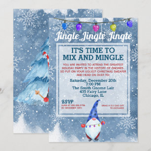 Funny Ugly Sweater Gnome Weihnachtsfest Party Einladung