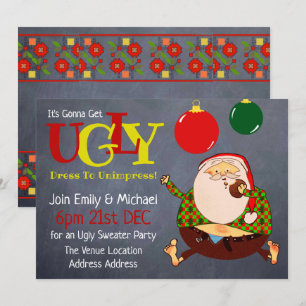 FUNNY UGLY SWEATER Weihnachten Einladen Chalkboard Einladung