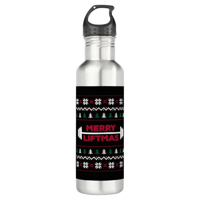 Funny Ugly Weihnachten Heben Gymnastik - Edelstahlflasche (Vorderseite)