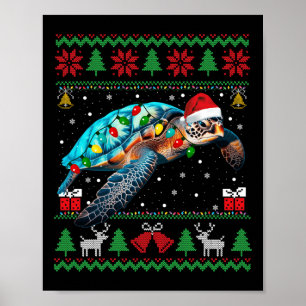 Funny Ugly Xmas Sweater Animans Lights Weihnachten Poster