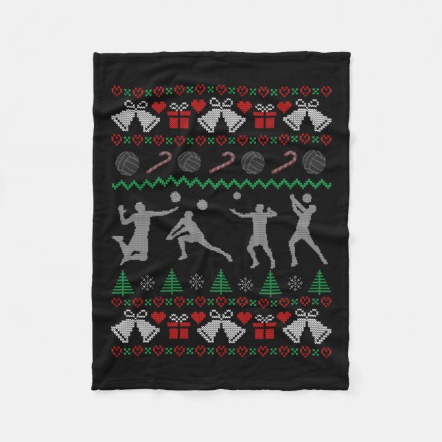 Funny Ugly Xmas Volleyball Weihnachtssport Holida Fleecedecke (Vorderseite)
