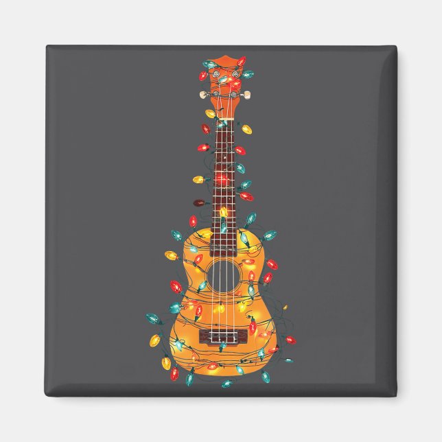 Funny Ukulele Christmas Graphics Lights Lover Play Magnet (Vorne)
