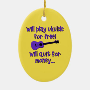 Funny Ukulele Keramik Ornament