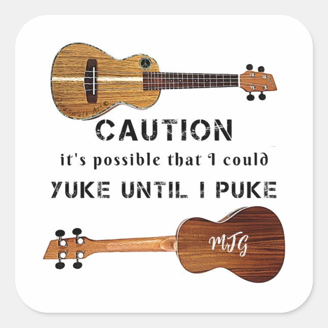 Funny Ukulele Musician Spaß Quadratischer Aufkleber (Vorderseite)