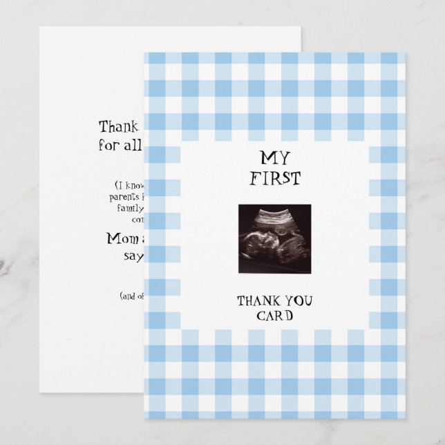 Funny Ultrasound Blue Baby Dusche Vielen Dank Einladung (Vorne/Hinten)