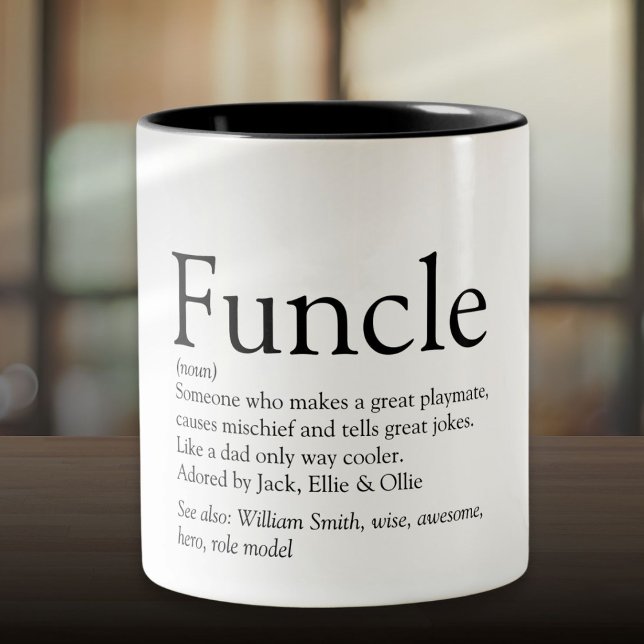 Funny Uncle Funcle Definition-Sprichwort Zweifarbige Tasse (Funny Uncle Funcle Definition Saying Two-Tone Coffee Mug)
