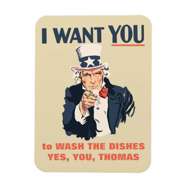 Funny Uncle Sam Custom Message Magnet (Vertikal)