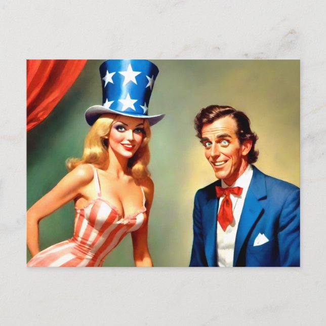 Funny Uncle Sam USA Postkarte (Vorderseite)