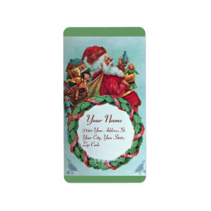 FUNNY UND HUMOROUS SANTA CLAUS VINTAG CROWN ADRESSAUFKLEBER