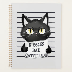 Funny und Niedlich Black Cat Mugshot Planer