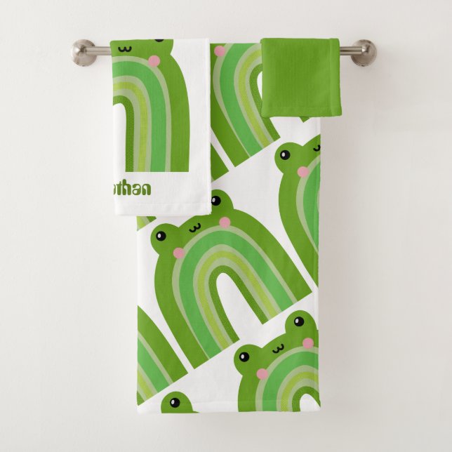 Funny und Niedlich Frosch Rainbow Badhandtuch Set (Insitu)