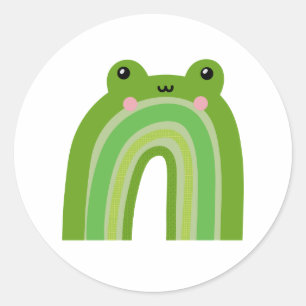 Funny und Niedlich Frosch Rainbow Runder Aufkleber
