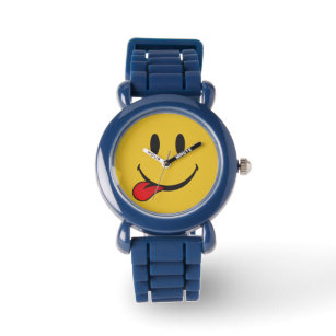 Funny und Niedlich Sticken aus der Zunge Emoji Armbanduhr