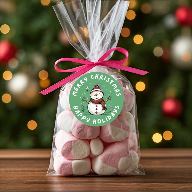 Funny und spielerisch Weihnachten Weihnachtsmann S Runder Aufkleber (Packaging Idea Snowman Sticker)