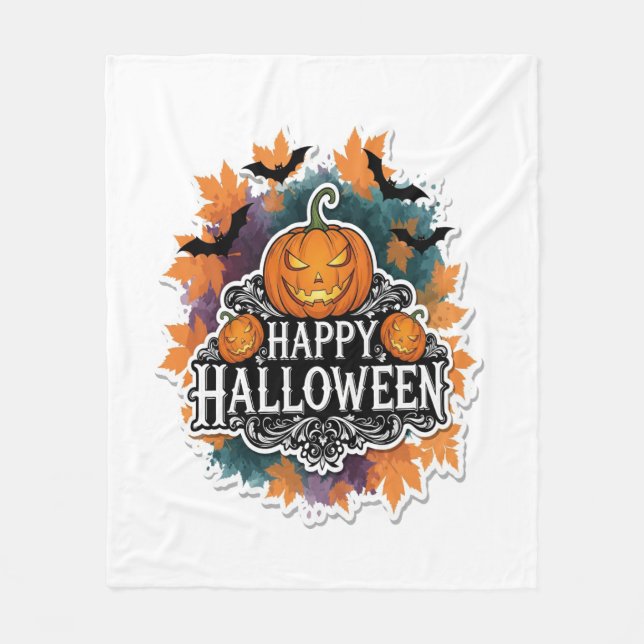 Funny und Spooky Halloween Zitate glücklich Fleecedecke (Vorderseite)