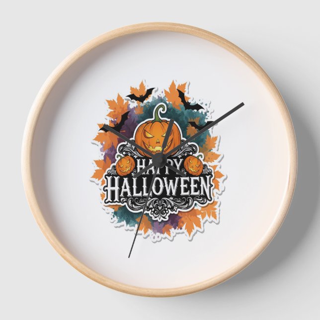 Funny und Spooky Halloween Zitate glücklich Uhr (Vorderseite)