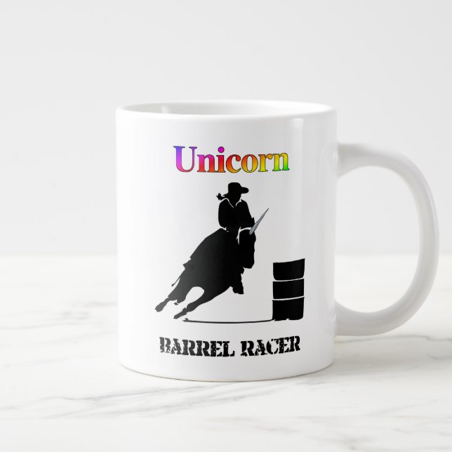 Funny Unicorn Barrel Racer Jumbo-Tasse (Rechts)