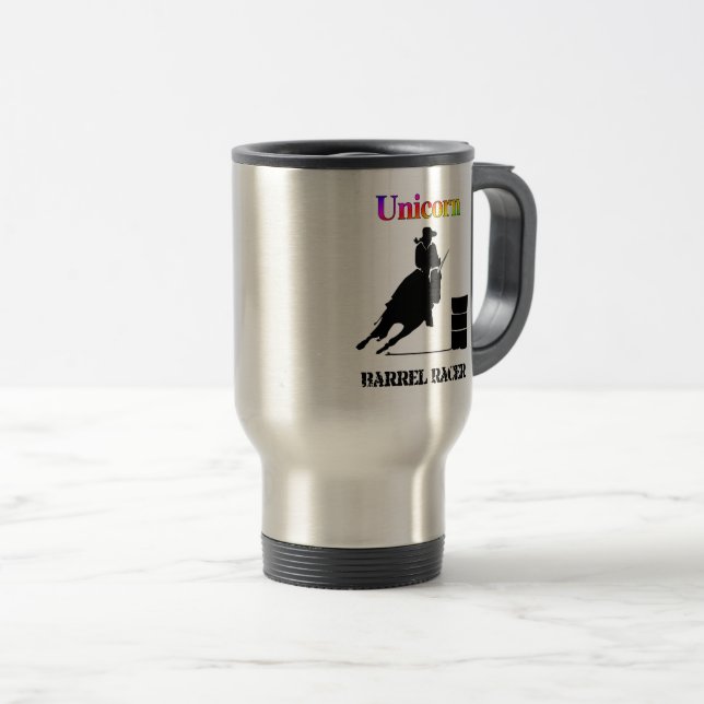 Funny Unicorn Barrel Racer Reisebecher (VorderseiteRechts)