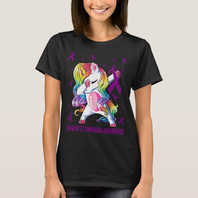 Funny Unicorn Dabbing hodgkin's lymphoma Bewusstse T-Shirt (Vorderseite)
