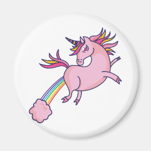 Funny Unicorn Farting Rainbows Cartoon Niedlich Ga Magnet