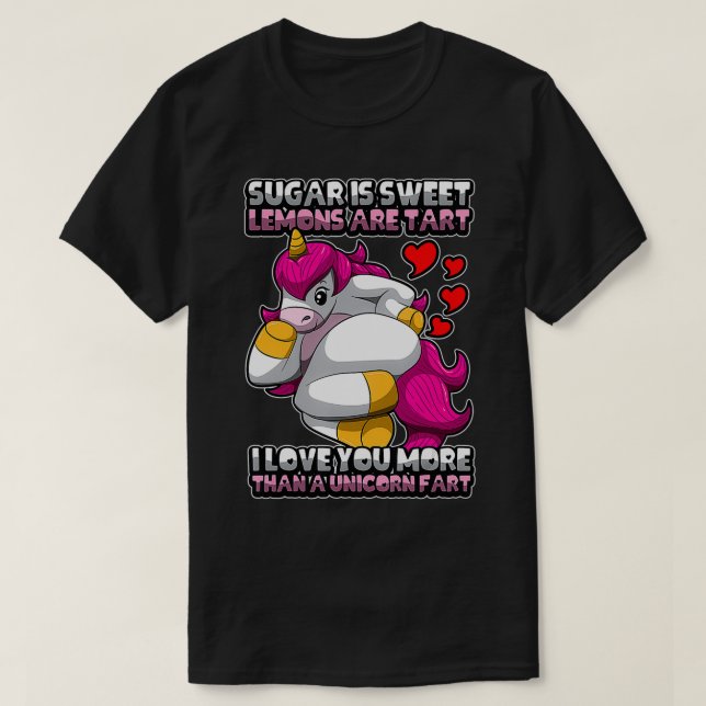 Funny Unicorn Furzen Herz Sprichwort  T-Shirt (Design vorne)