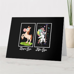 Funny Unicorn Illustration Before After Gym Karte