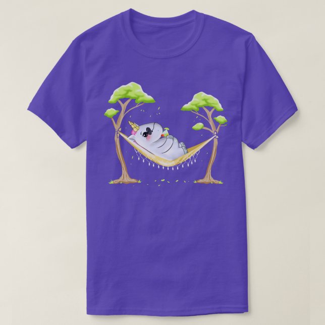 Funny Unicorn im Hammock mit Sonnenbrille Geschenk T-Shirt (Design vorne)