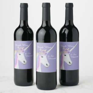 Funny Unicorn Lila Wine Label Weinetikett
