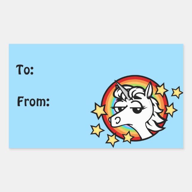 FUNNY UNICORN MATTE RECTANGLE GIFT STICKERS (Vorderseite)
