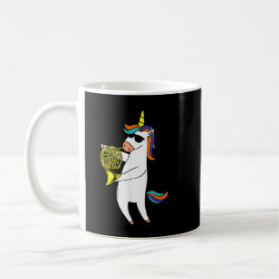 Funny Unicorn mit Sonnenbrille spielen Französisch Kaffeetasse