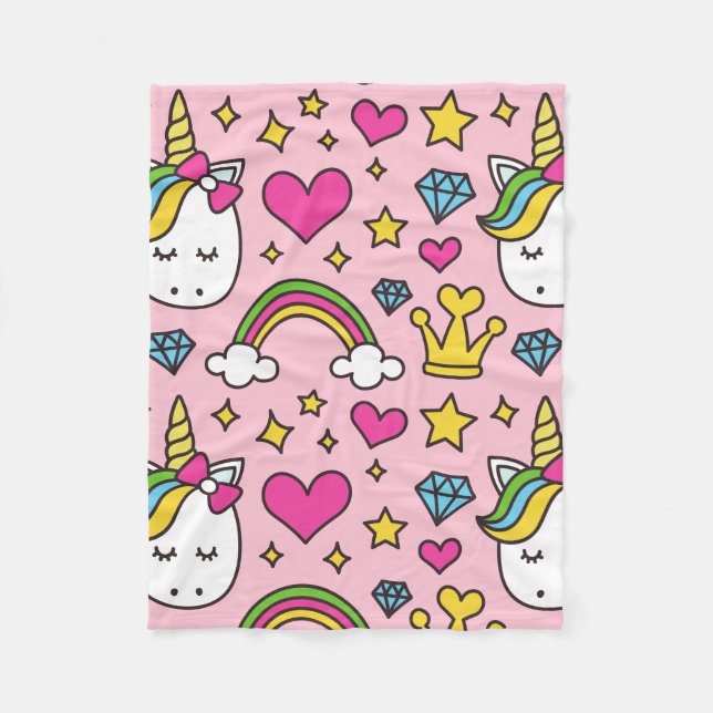 Funny Unicorn Muster Pink Magic Horse Niedlich Fleecedecke (Vorderseite)