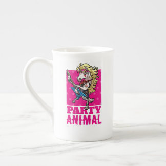 Funny Unicorn Party Animal Glam Rocker Cartoon Prozellantasse