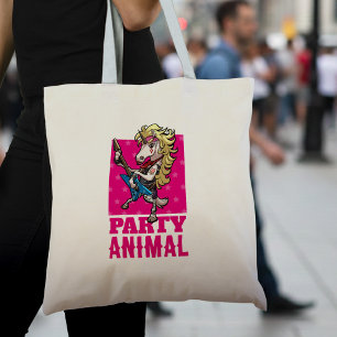 Funny Unicorn Party Animal Glam Rocker Cartoon Tragetasche