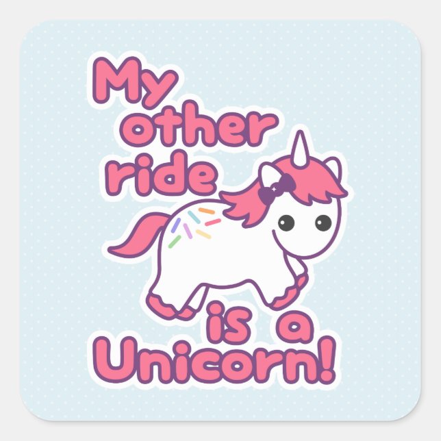 Funny Unicorn Quadratischer Aufkleber (Vorderseite)