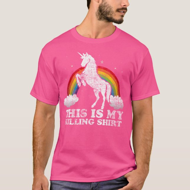 Funny Unicorn This Is My Killing Distressed T-Shirt (Vorderseite)