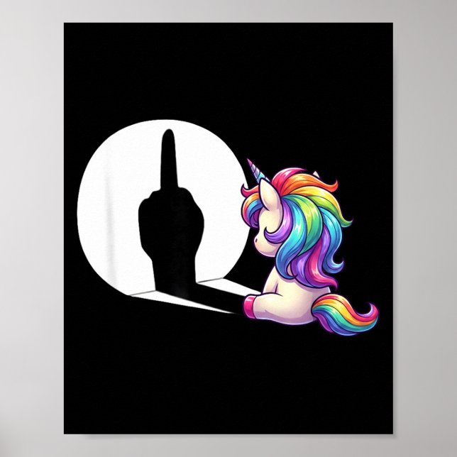 Funny Unicorn With Middle Finger Morning Grouch  Poster (Vorne)