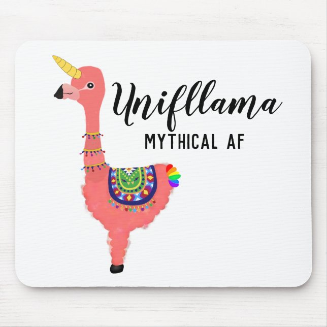 Funny Unifllama: Unicorn-Flamingo-llama Mythical A Mousepad (Vorne)
