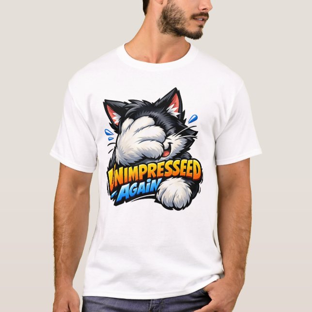 Funny Unimpressed Cat Basic T-Shirt - Grumpy (Vorderseite)