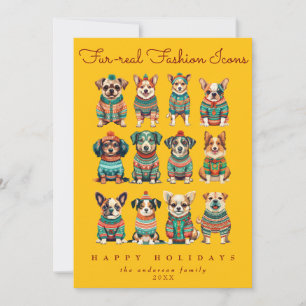 Funny Unique Yellow Christmas Spaß Hunde Hunde Feiertagskarte