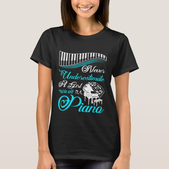 Funny unterschätzt nie ein Mädchen mit einem Klavi T-Shirt (Vorderseite)