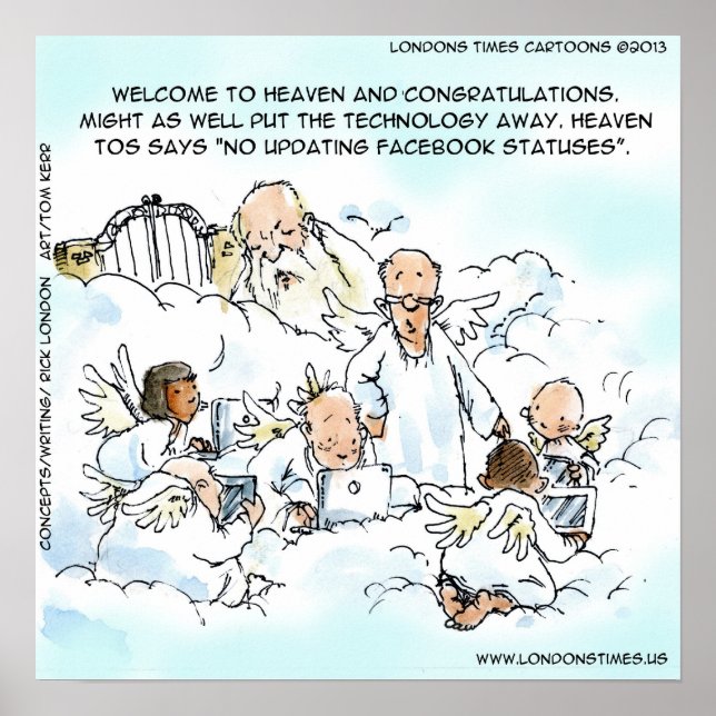 Funny Update Facebook Status in Himmelsposter Poster (Vorne)