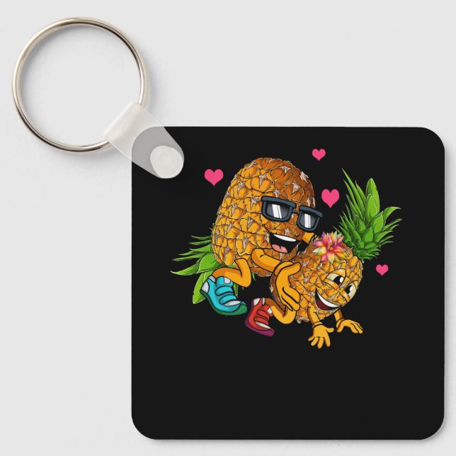 Funny Updown Pineaple Swinger Meme Fruit Gra Schlüsselanhänger (Vorderseite)