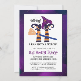 Funny Upside-Down Hexenleder-Halloween-Party Einladung