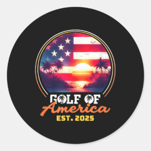 Funny US America Shirt Golf of US America Est 202 Runder Aufkleber