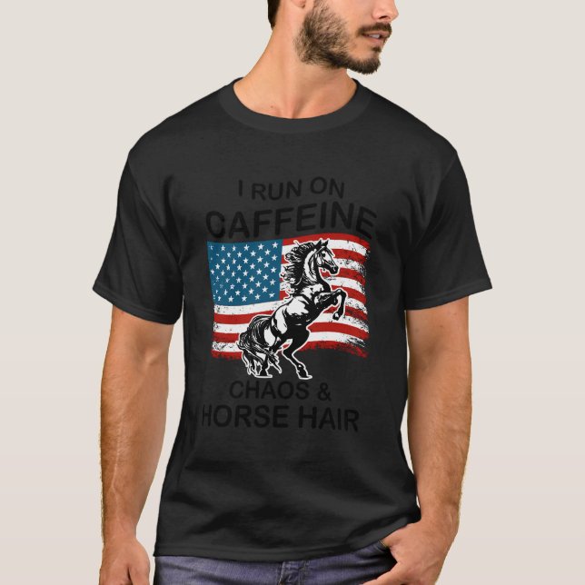 Funny US Flag Prix Stolz Racing Liebhaber des Pfer T-Shirt (Vorderseite)