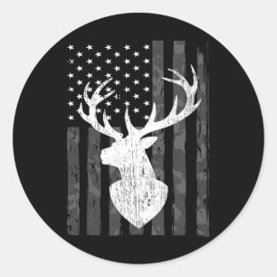 Funny Usa Flag Camouflage Whitetail Buck Deer Hunt Runder Aufkleber
