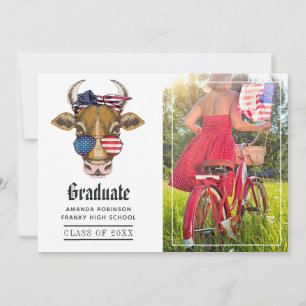 Funny USA Patriotic Cow Abschluss Foto Ankündigung