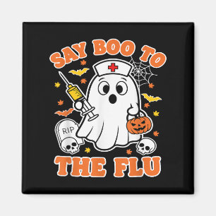 Funny Vaccine sagt Boo zum Grippegasturse Hallo Magnet