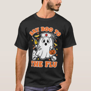 Funny Vaccine sagt Boo zum Grippegasturse Hallo T-Shirt